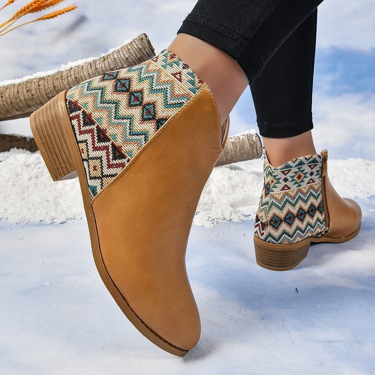 短鞋 Plus Size Pointed Martin Boots Side Zipper Women